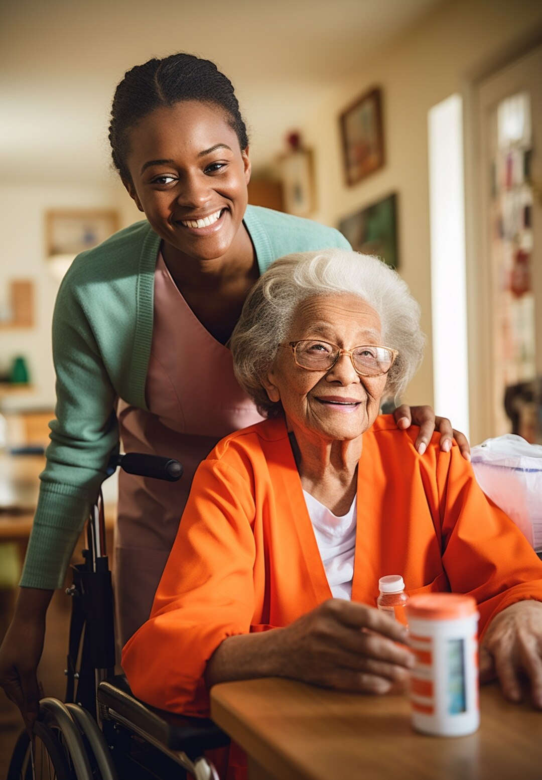 Care professional with senior patient